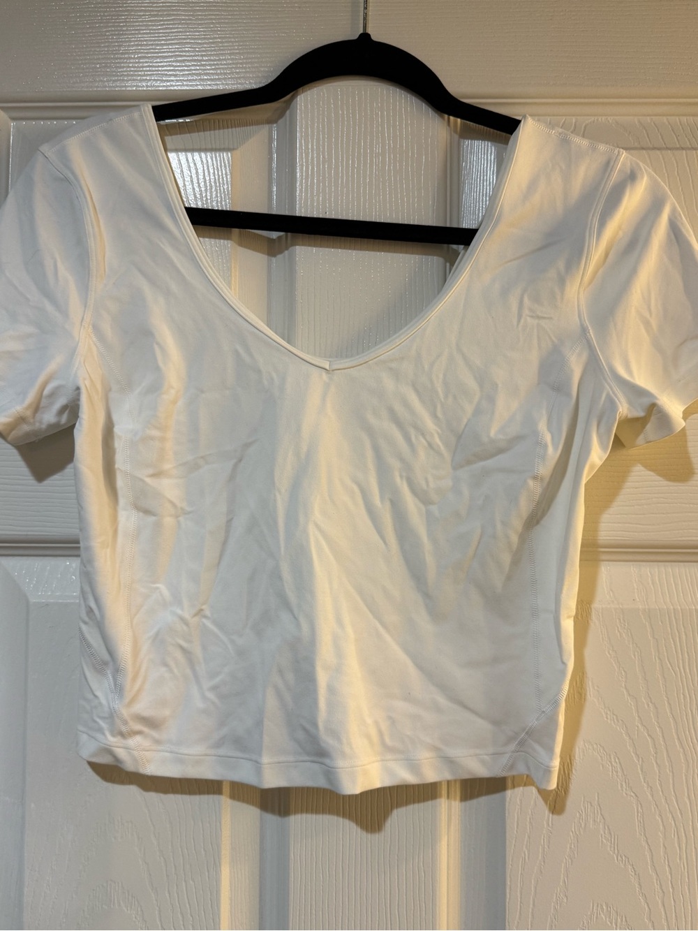 lululemon athletica White V-Neck Short Sleeve Top